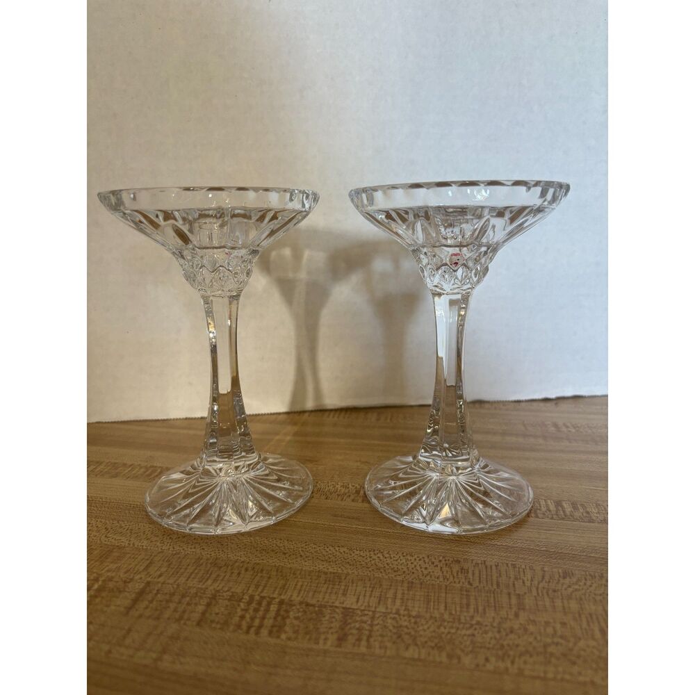 2 Nachtmann Bleikristal Candliere 6" Candle Stick Holders King Edward Pattern